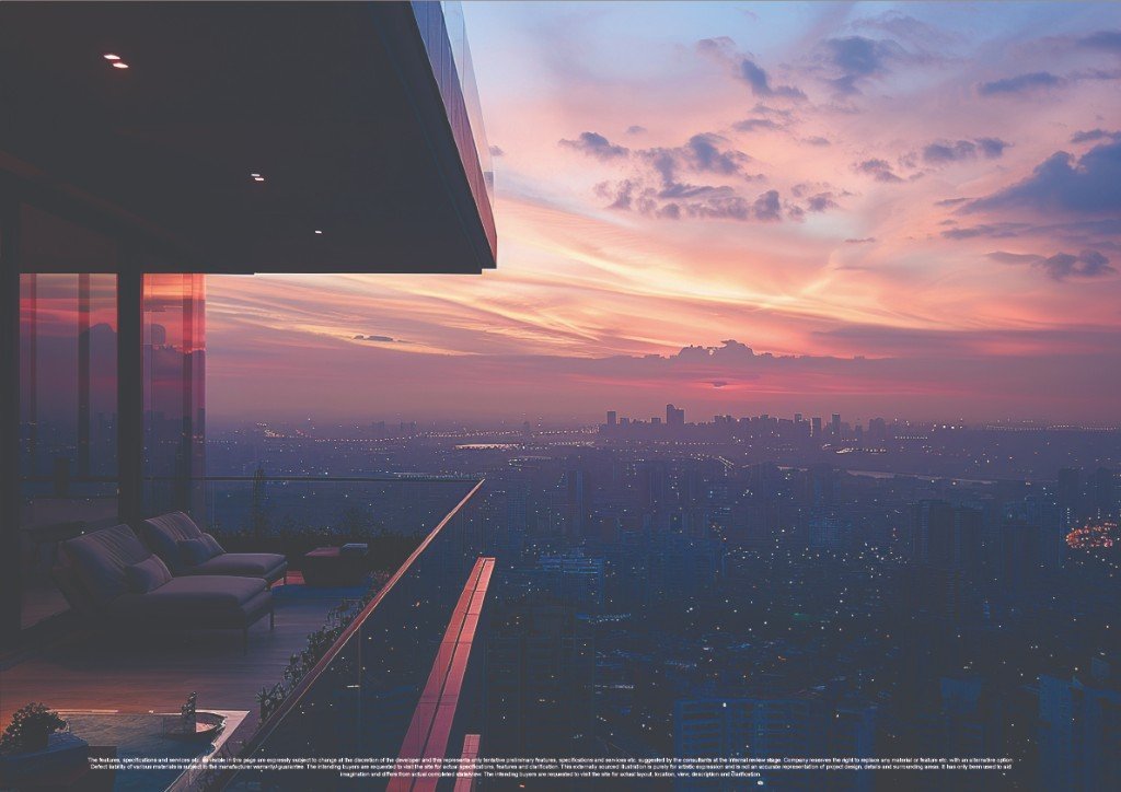 Masterpiece of architectural design — luxury living room with city views