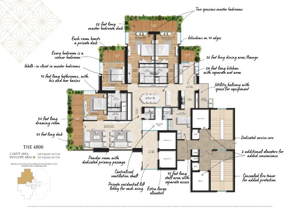 Bedroom opening to private outdoor deck