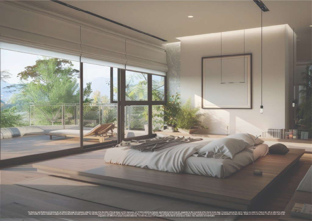 Ultra-luxury master bedroom with marble feature wall